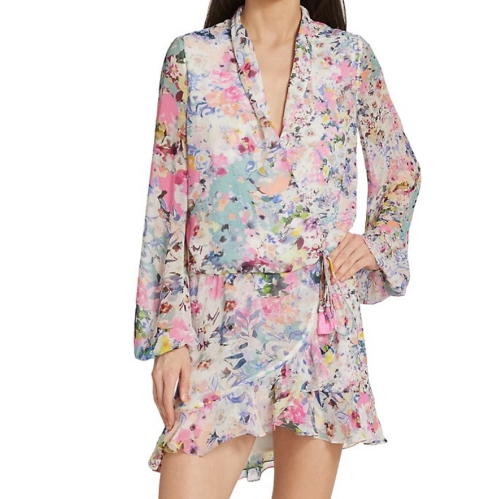 Rococo Sand floral wrap minidress NWT from Brittany Aldean closet shop